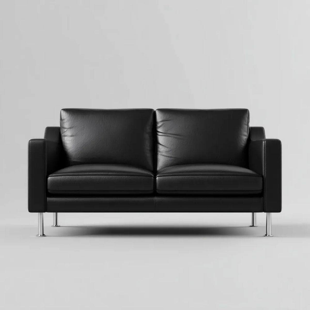 Sofa dwuosobowa czarna ze skóry syntetycznej PU 150 x 85 x 82 cm