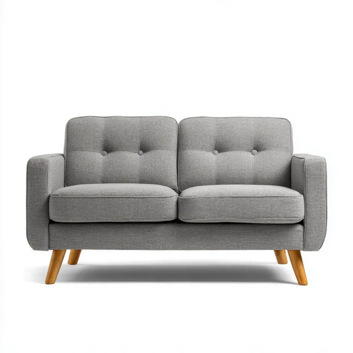 Dwuosobowa sofa szara z tapicerką poliestrową 130 x 78 x 82 cm