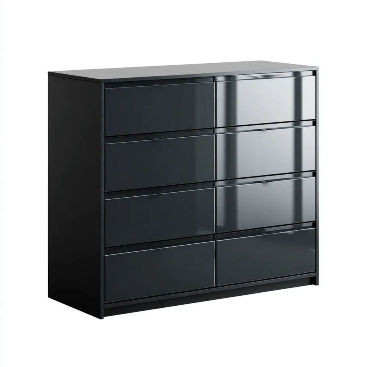 Czarna komoda z 8 szufladami z płyty MDF, 120 × 40 × 100 cm