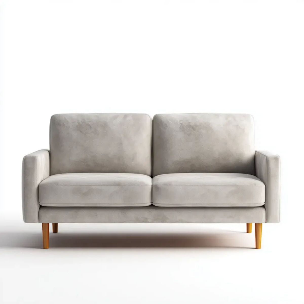 Sofa dwuosobowa z aksamitną tapicerką poliestrową, jasnoszara, 150 × 80 × 84 cm
