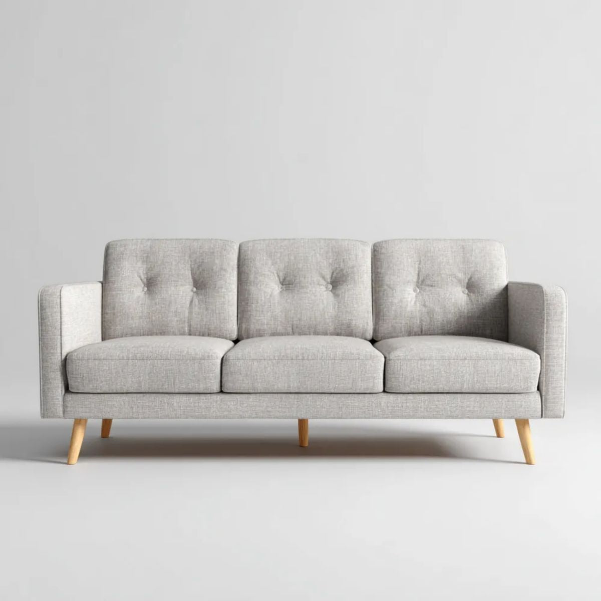 Trzyosobowa sofa jasnoszara z tapicerką poliestrową, 190 x 80 x 85 cm