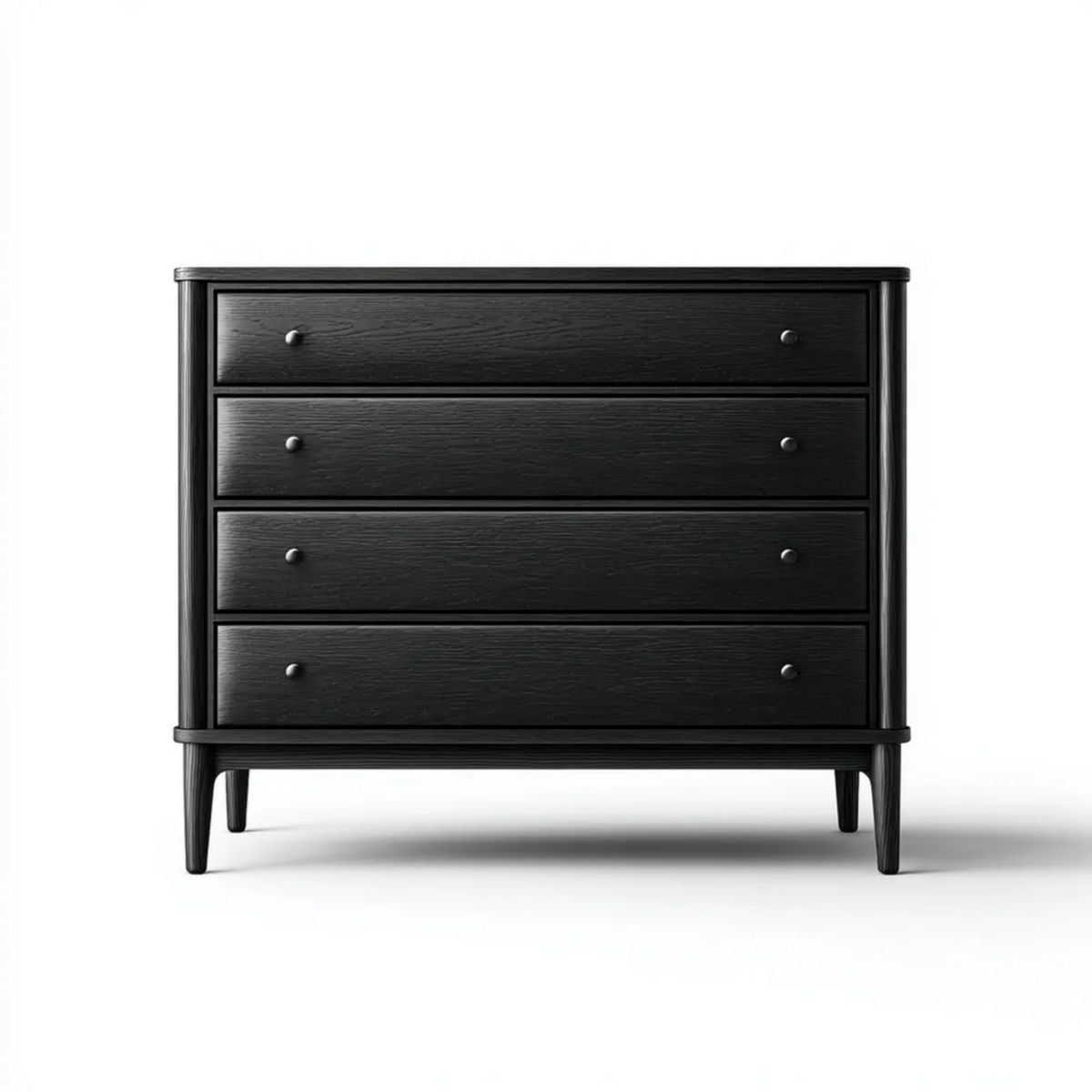 Czarna komoda z 4 szufladami z płyty MDF 120 x 45 x 100 cm
