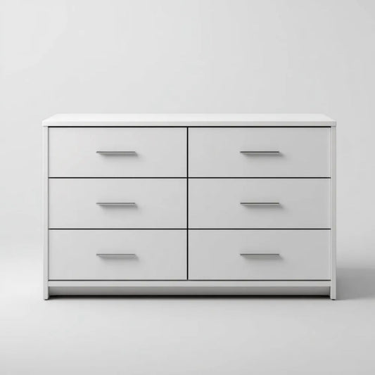Biała komoda z 6 szufladami z płyty wiórowej laminowanej 120 × 40 × 75 cm