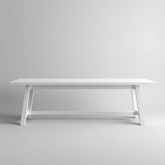 Biały stół do jadalni z MDF i litego drewna sosnowego, 160 x 80 x 75 cm